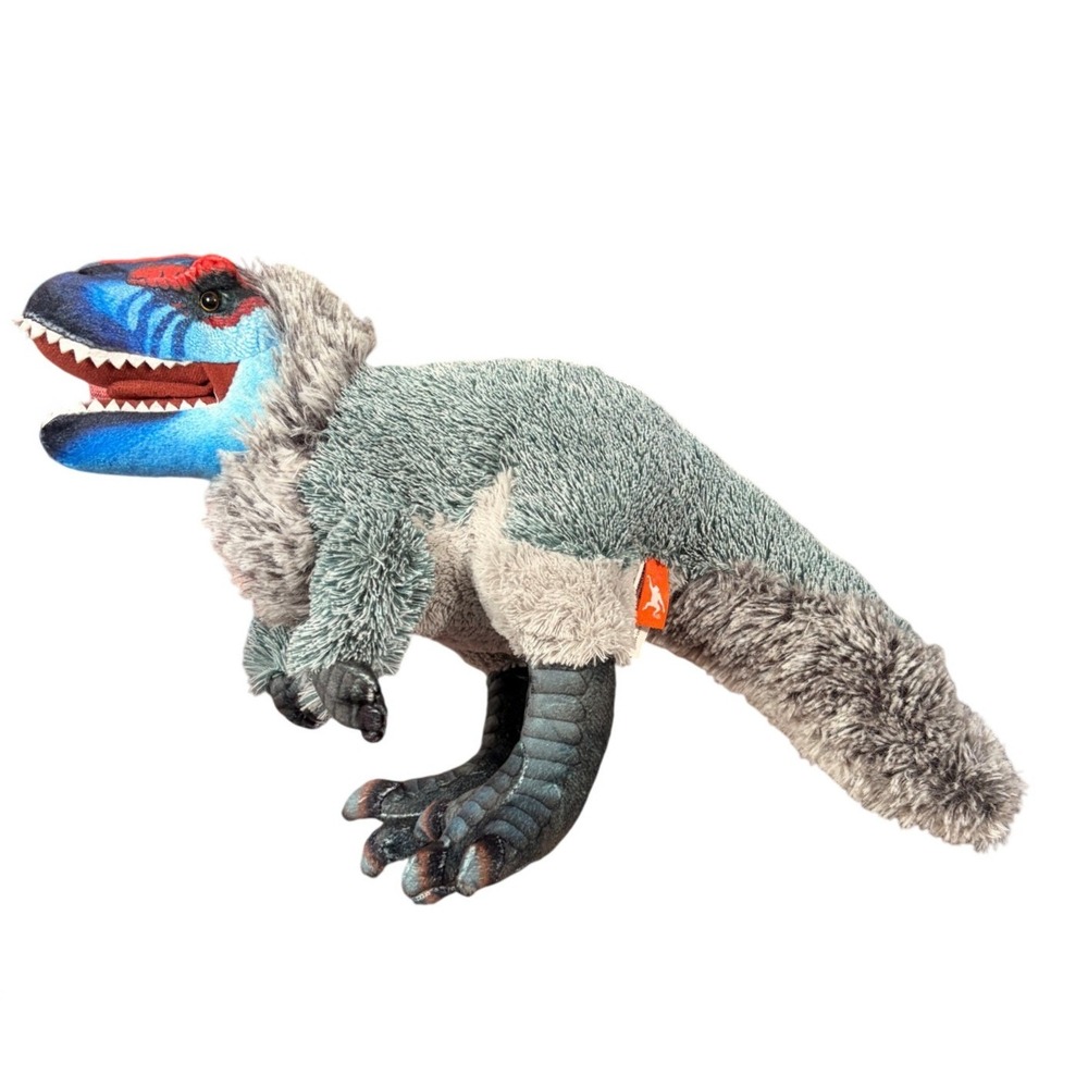 Wild Republic Feathered Tyrannosaurus Rex Plush Blue Grey T-Rex Dinosaur Toy